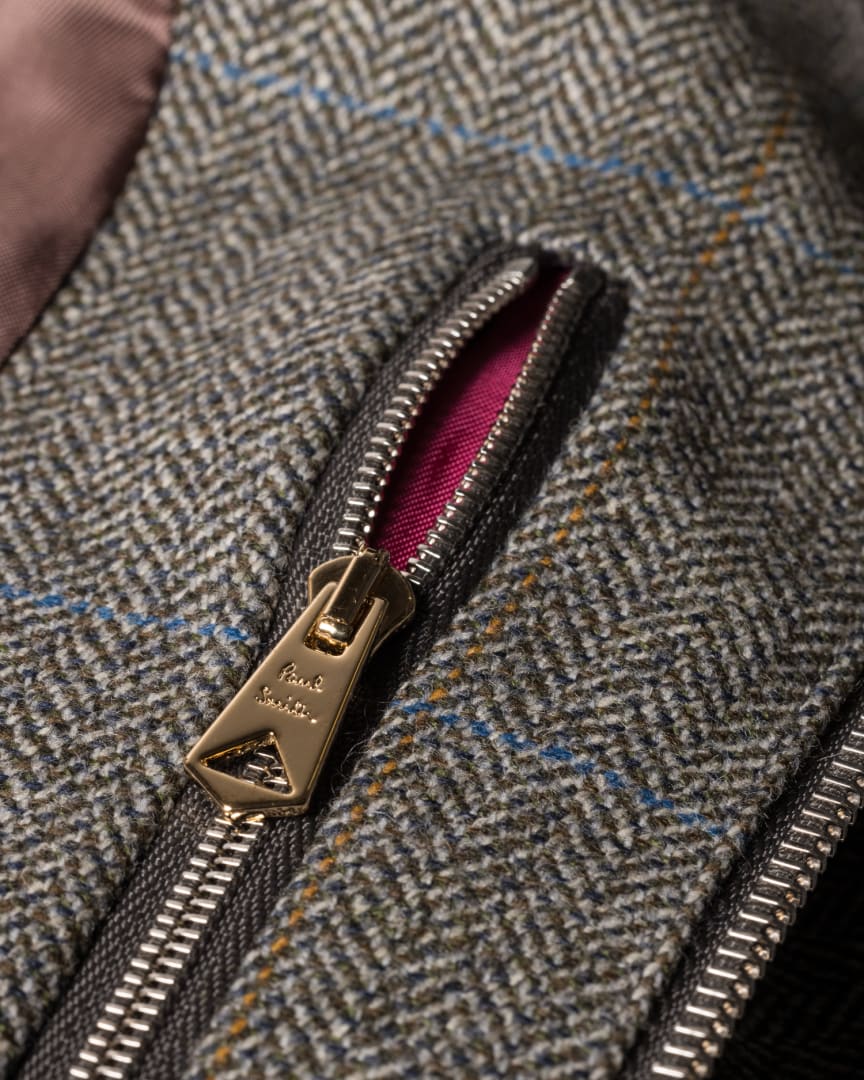 Men's Grey Wool Tweed Bomber Jacket