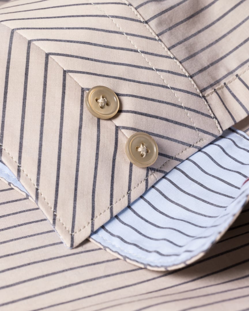 Detail View - Beige Stripe Oversized Cotton Shirt Paul Smith