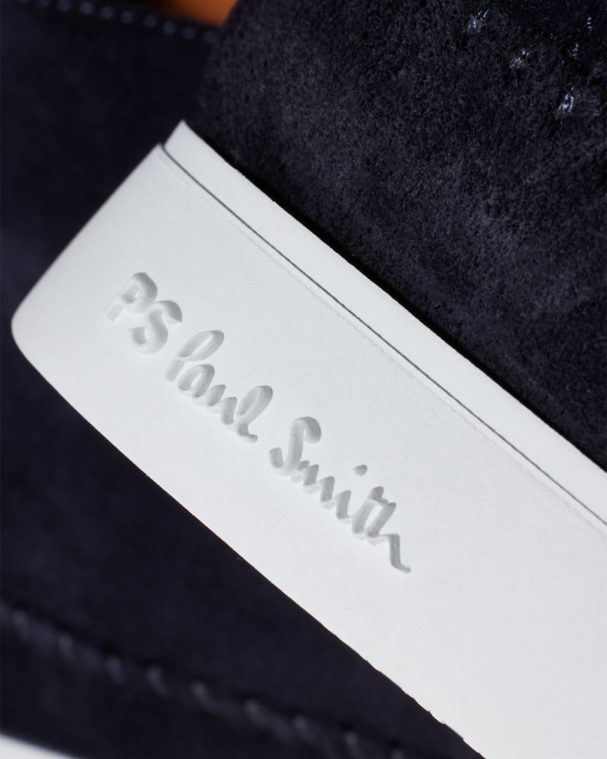 Detail View - Navy Suede 'Crane' Boots Paul Smith