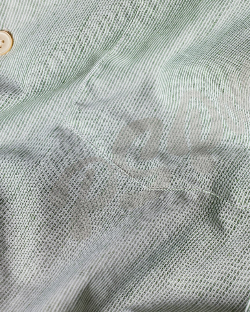 Detail View - Tailored-Fit Green Cotton-Linen Fine Stripe Shirt Paul Smith