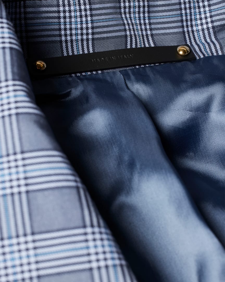 Detail View - Blue Oversized Cotton-Blend Check Car Coat Paul Smith