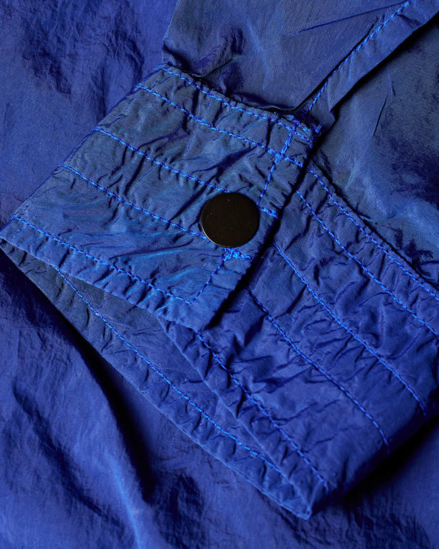 Men's Cobalt Blue Recycled-Nylon Zip Shirt Jacket