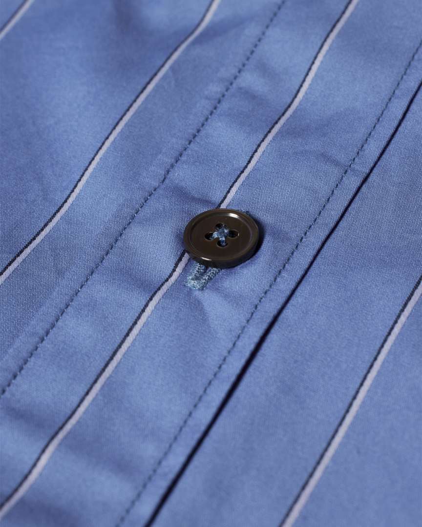 Detail View - Blue Oversized Poplin Stripe Shirt Paul Smith
