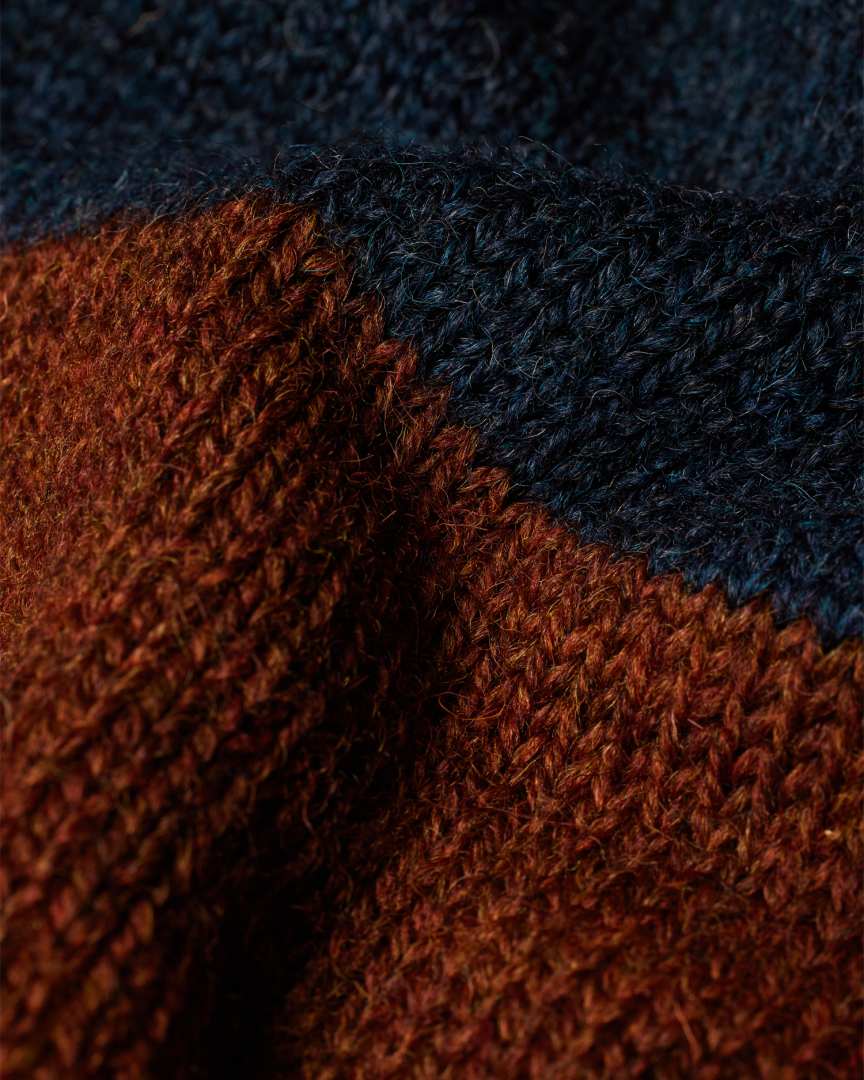 Men's Blue And Brown Barstripe Wool Sweater