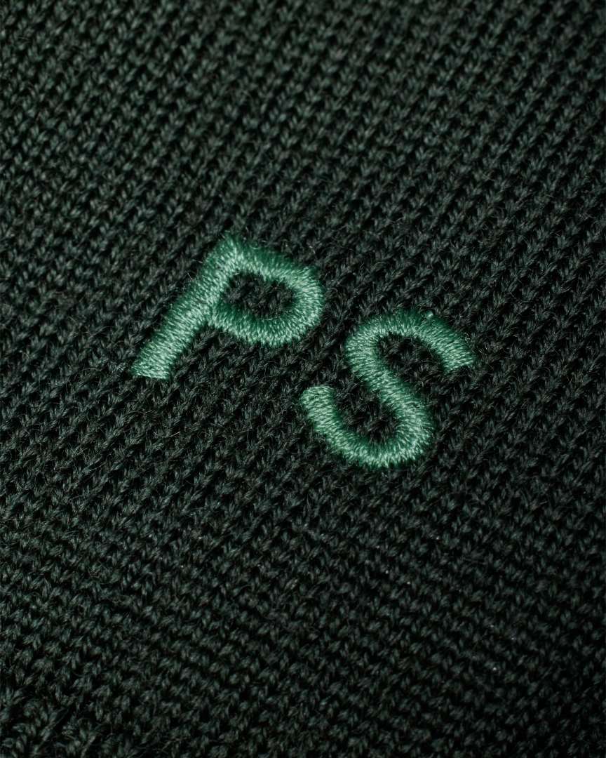 Men's Dark Green ContrastCollar Merino Wool Sweater