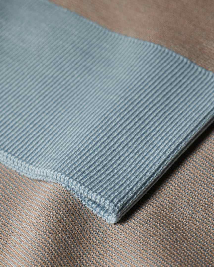 Men's Light Blue And Grey Zip Polo Shirt