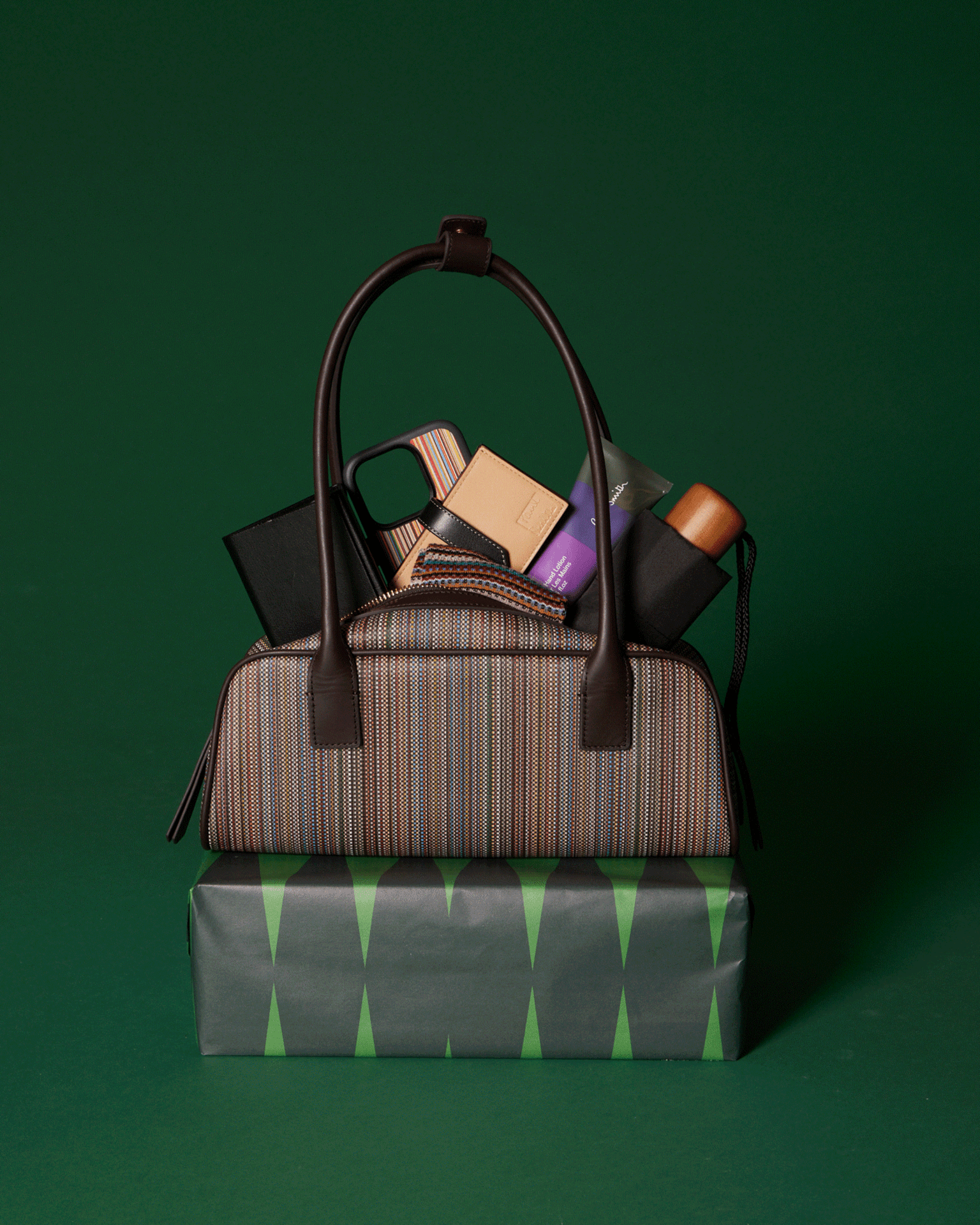 Women's 'Signature Stripe' Coated Canvas Top Handle Shoulder Bag