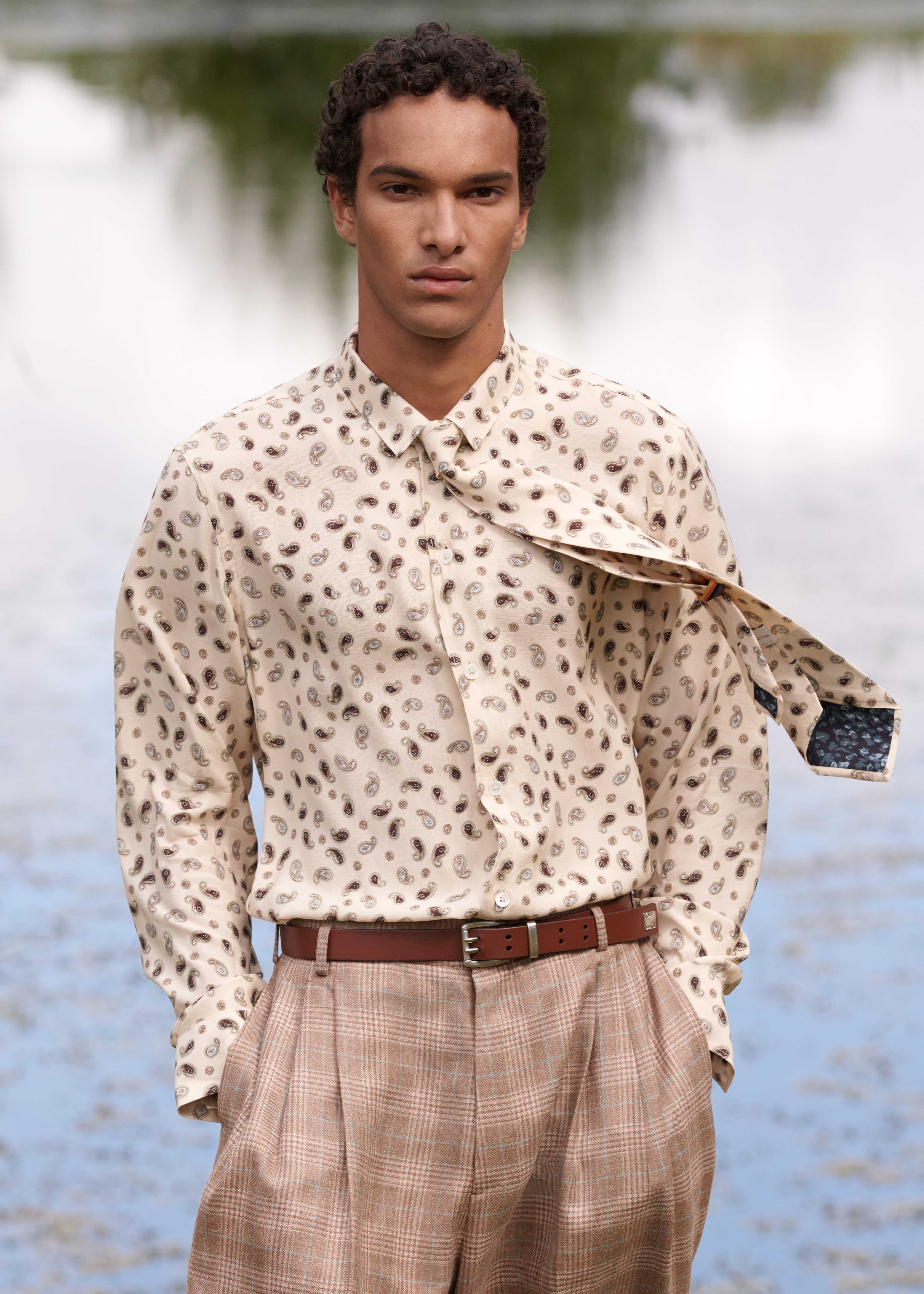 Paul Smith 長袖シャツ XL Paul Smith ポールスミス 花柄長袖シャツ 薔薇 ロゴボタンXL