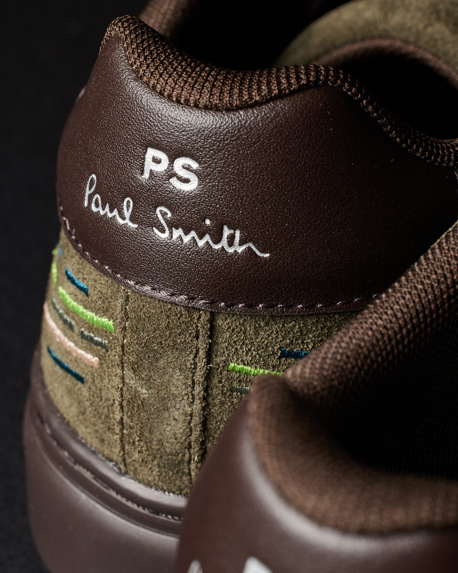 Men's Khaki Suede 'Rex' Embroidery Trainers