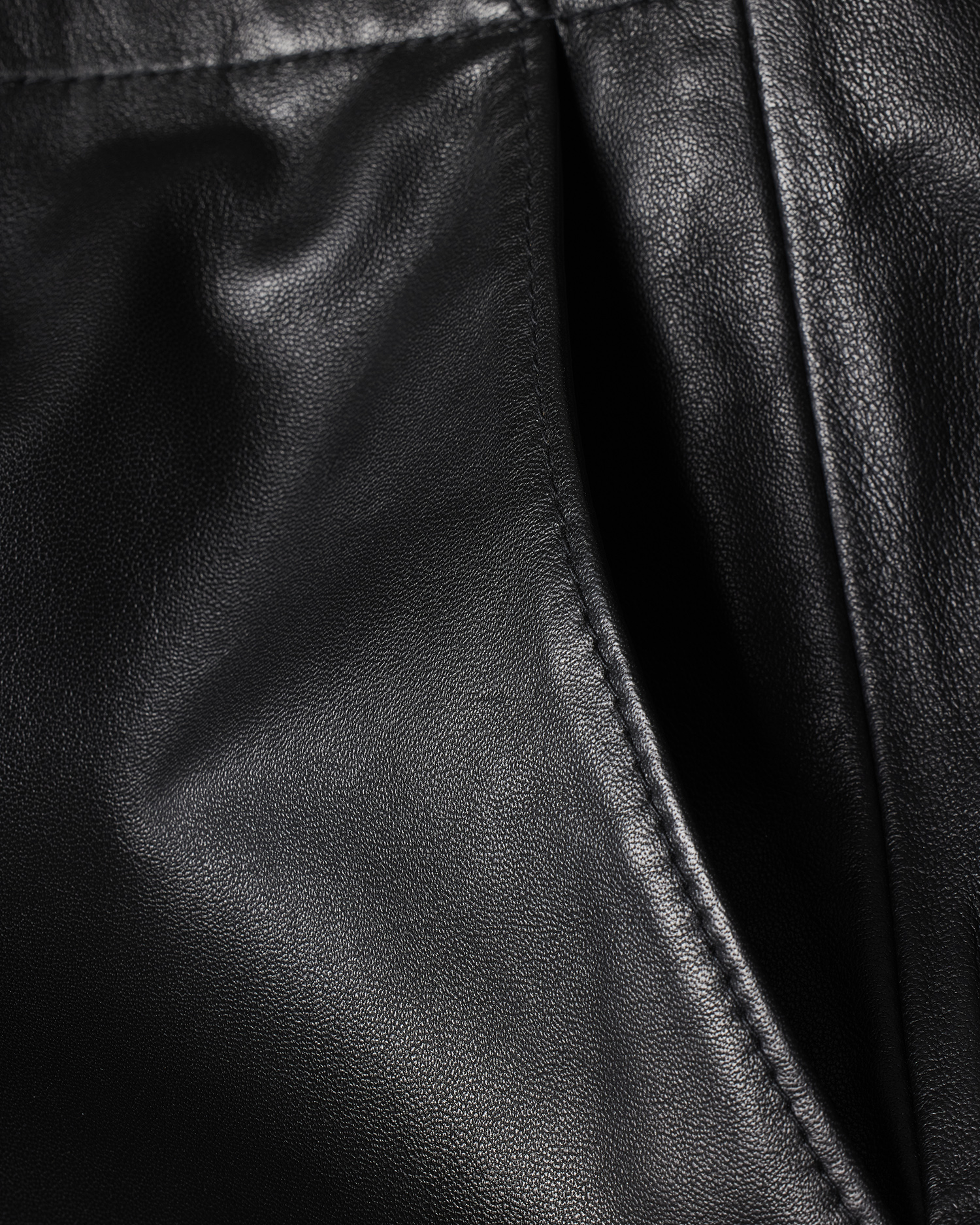 Women's Black Leather Straight-Leg Trousers
