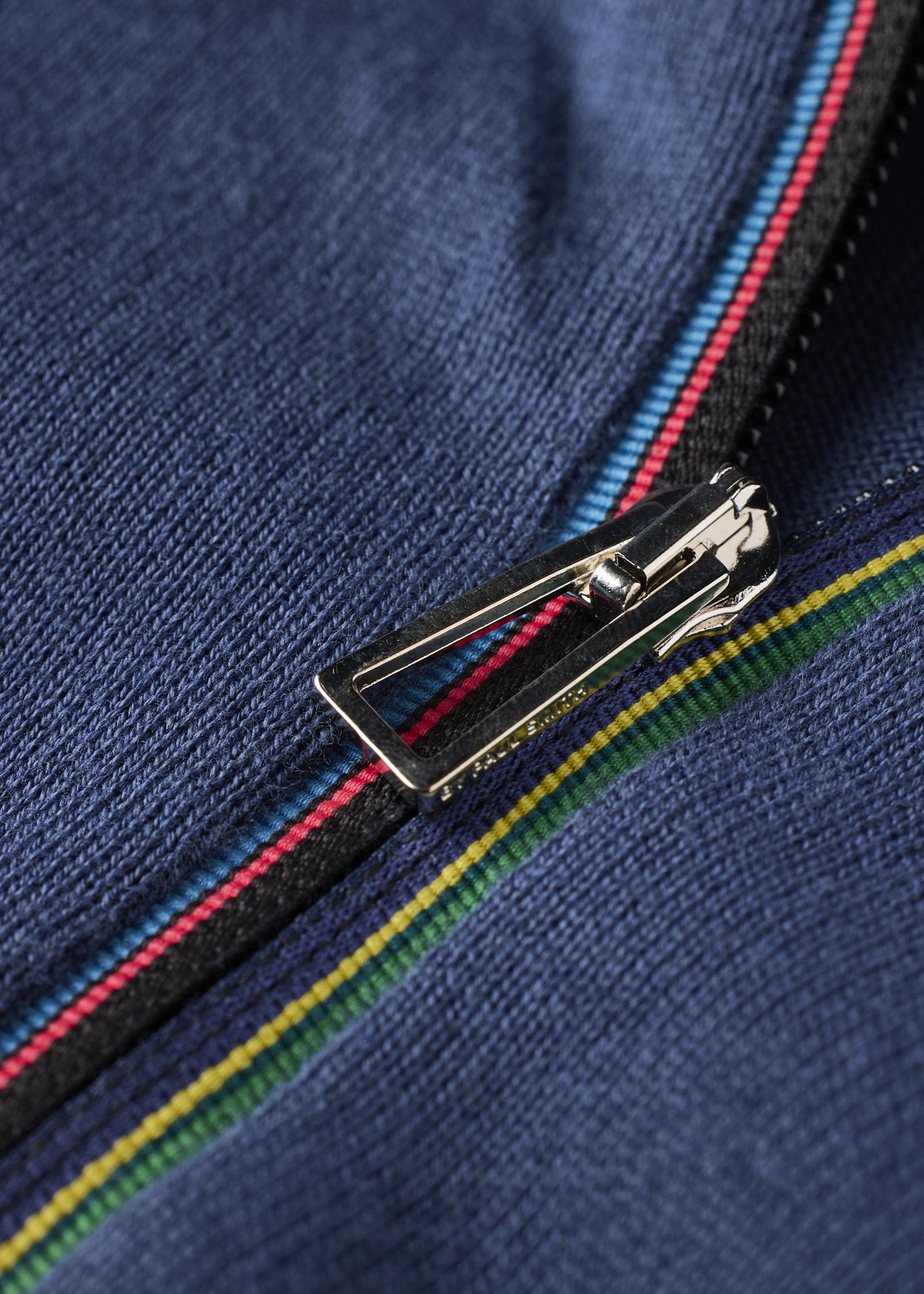 Men's Mid Blue 'Sports Stripe' Zip-Neck Long-Sleeve Polo Shirt