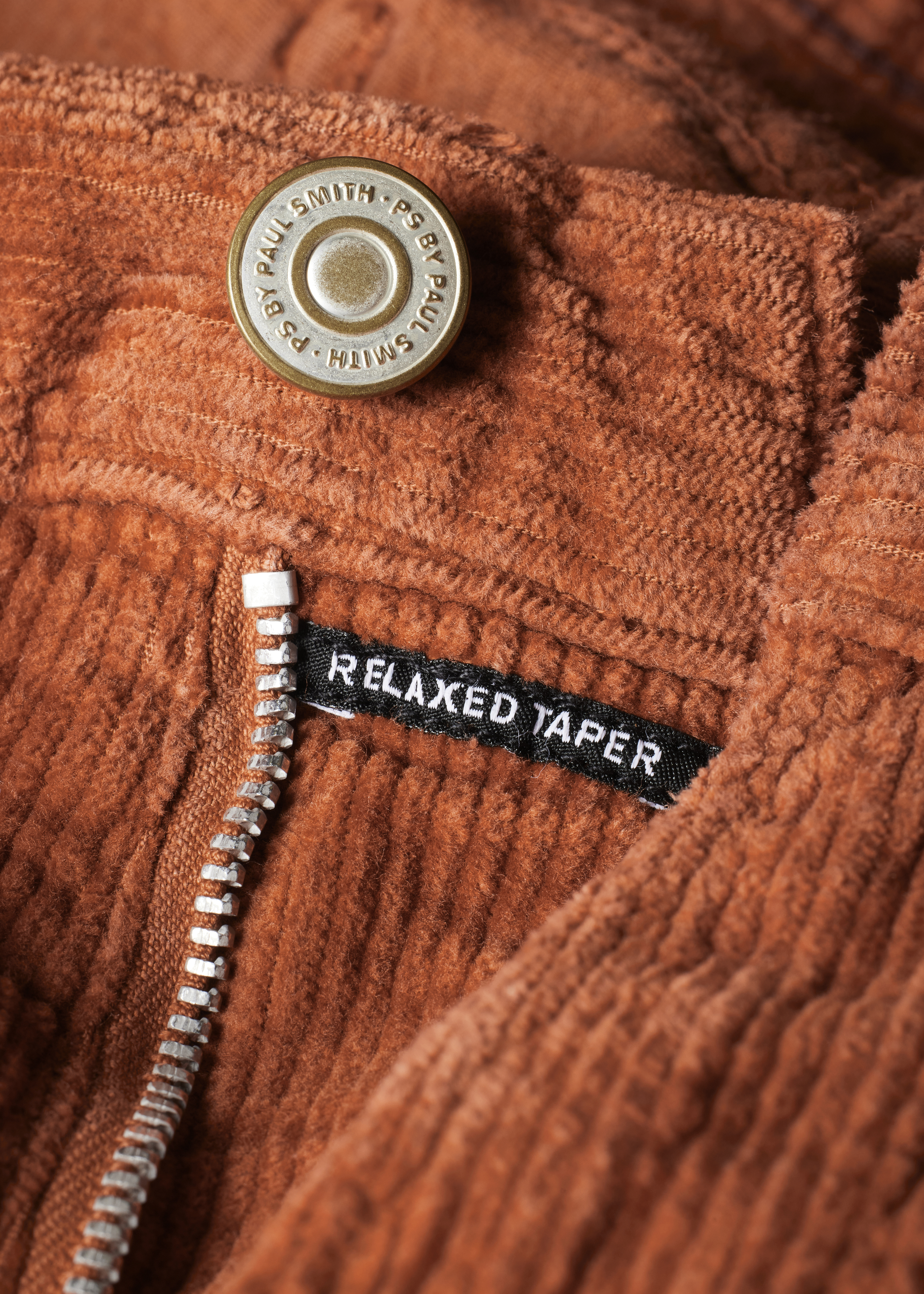 Men's Relaxed Tapered-Fit Rust Orange Corduroy Trousers