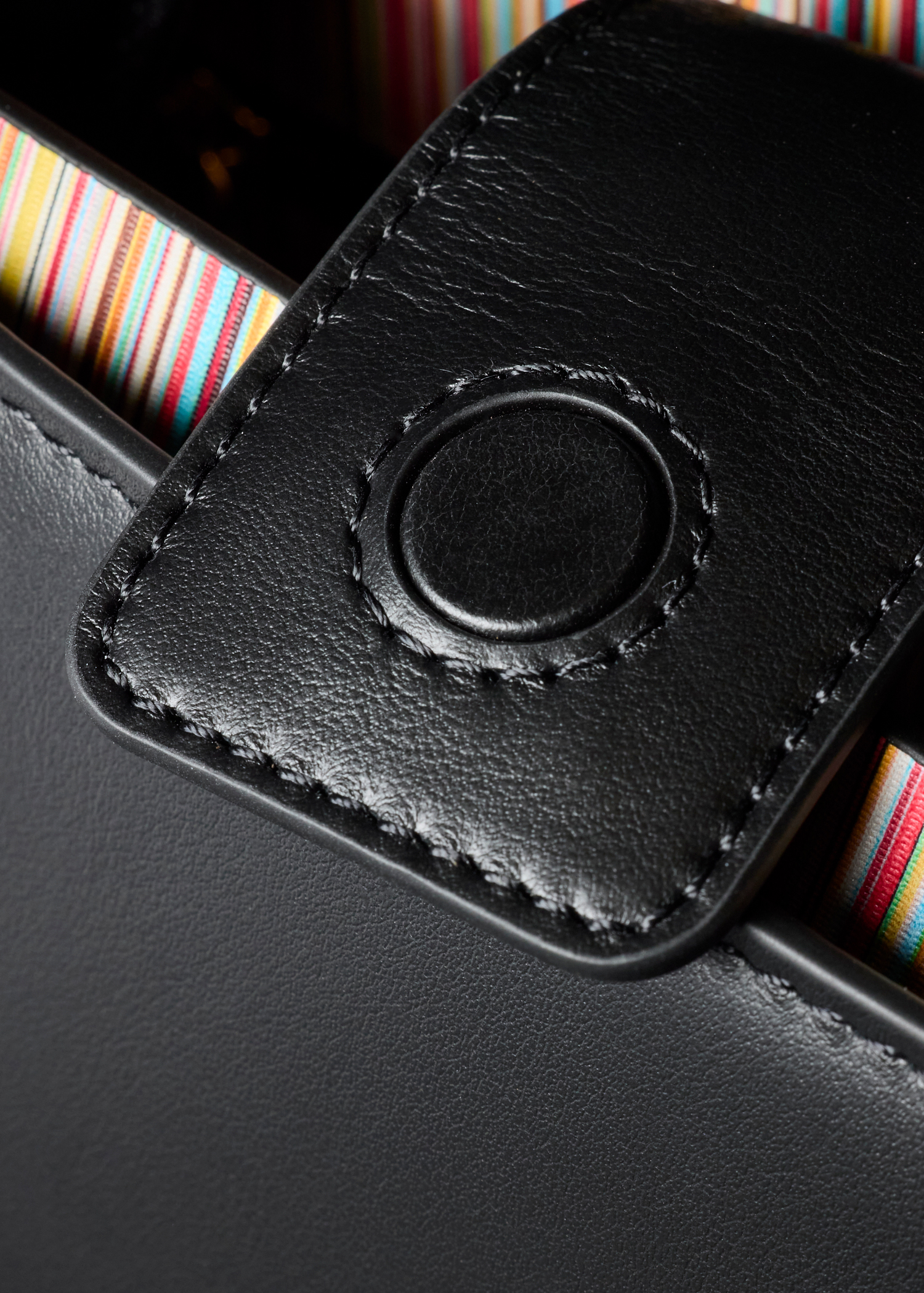 Women's Black Leather 'Signature Stripe' Top Handle Bag Paul Smith
